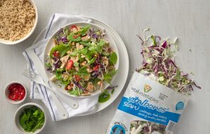 Bang bang chicken slaw bowl with chilli nutty dressing