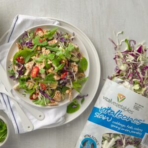 Bang bang chicken slaw bowl with chilli nutty dressing