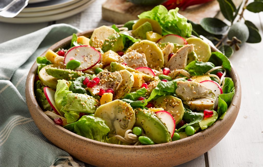 Autumn chicken salad with feijoa dressing Autumn chicken salad with feijoa dressing