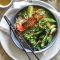 Green tea salmon with miso greens