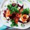Honeyed ricotta, beetroot and thyme fritters with smoked salmon