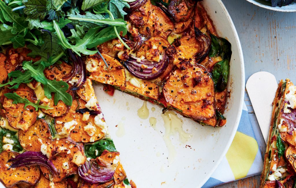 One-pan sweet potato, spinach and feta frittata One-pan sweet potato, spinach and feta frittata