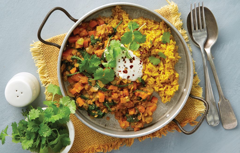 Red dhal with turmeric rice Red dhal with turmeric rice