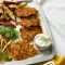 Smoked fish cakes with kumara chips and crunchy salad