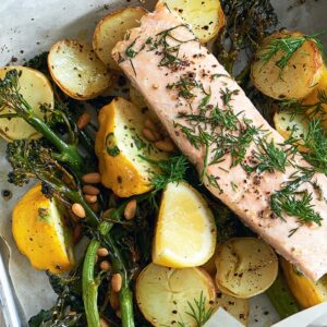 Tray-baked salmon