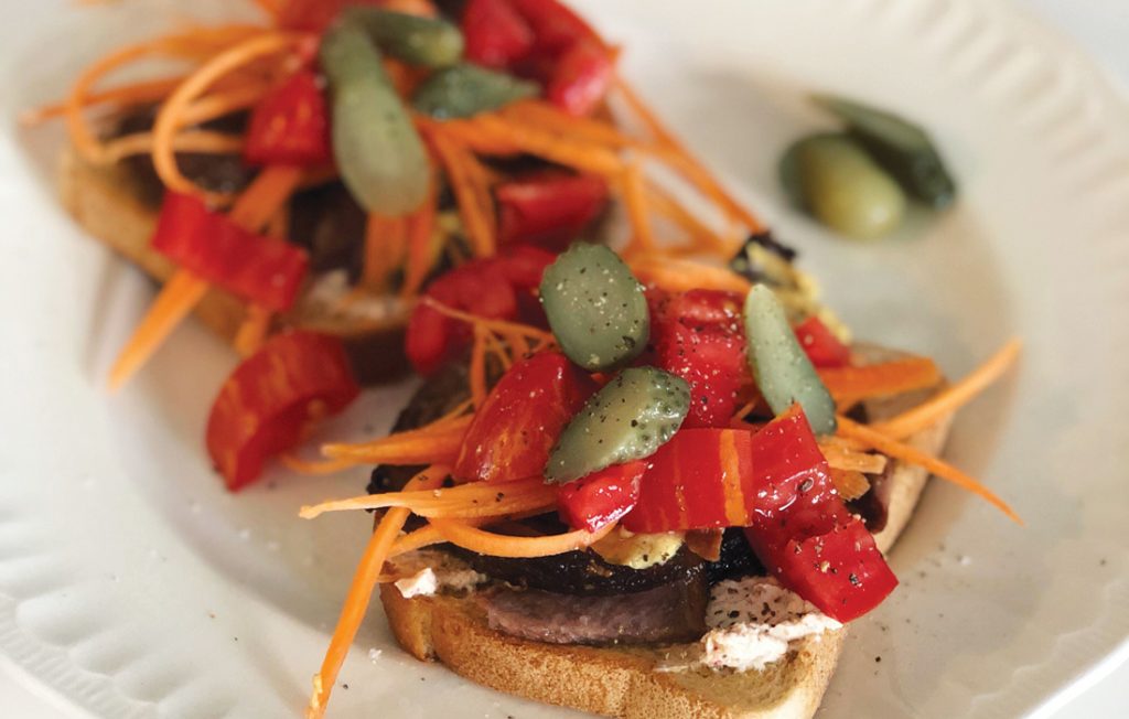 Brisket and vege open sandwich Brisket and vege open sandwich