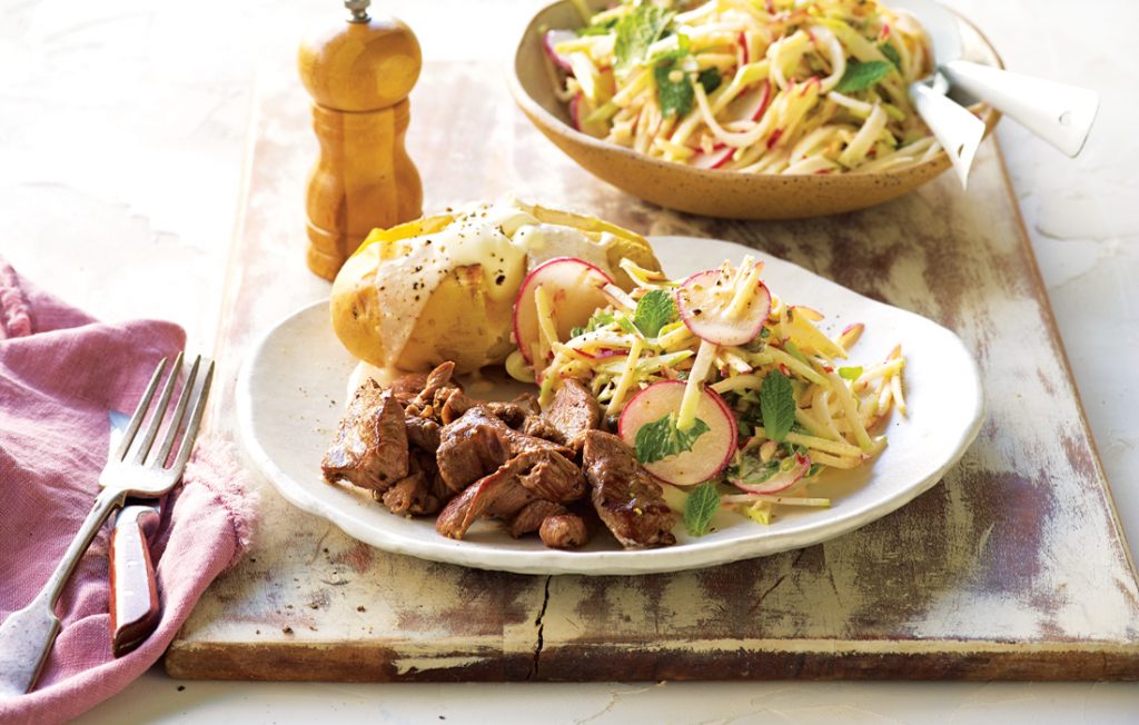 Lamb with apple and kohlrabi slaw Lamb with apple and kohlrabi slaw