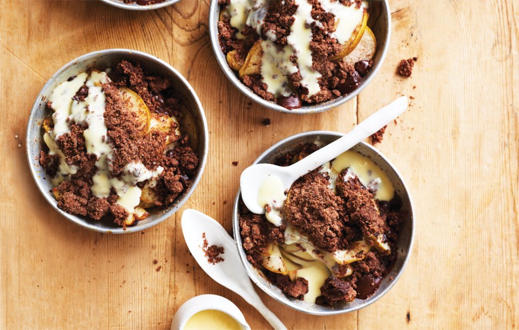Pear and double chocolate crumble Pear and double chocolate crumble