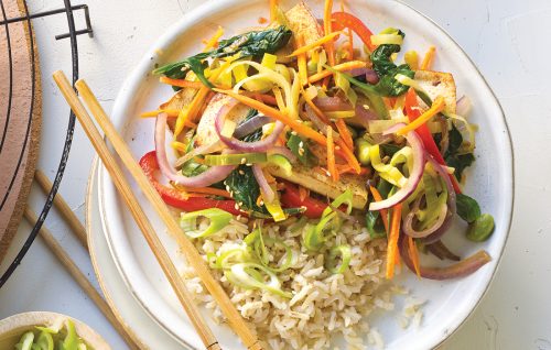 Tofu and leek stir-fry