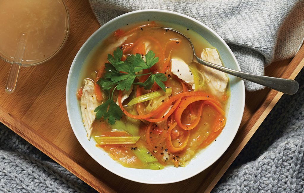 Chicken and lentil ginger soup with a warm ginger and honey drink Chicken and lentil ginger soup with a warm ginger and honey drink