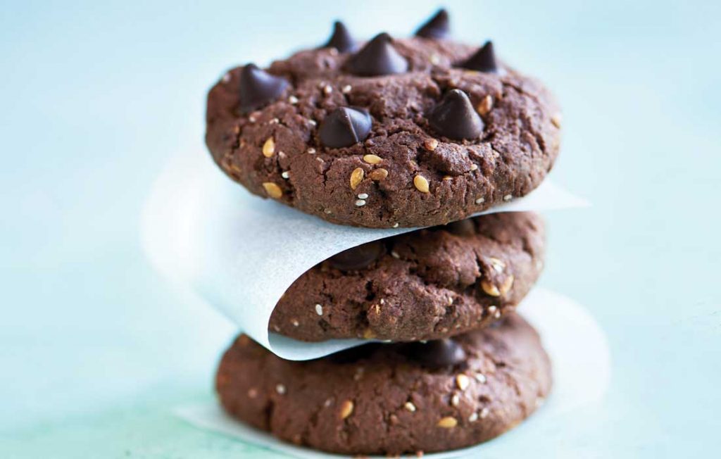 Double choc chip, chia and date biscuits Double-choc chip chia and date biscuits
