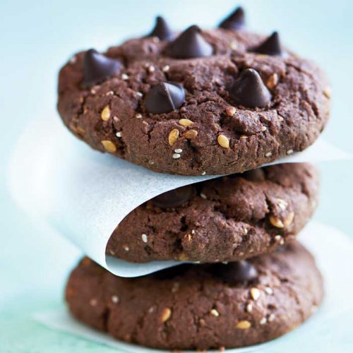 Double choc chip, chia and date biscuits