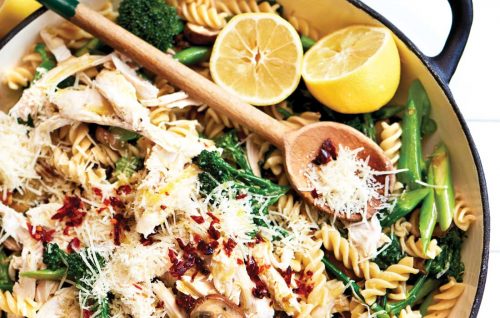 Lemony chicken and mushroom pasta