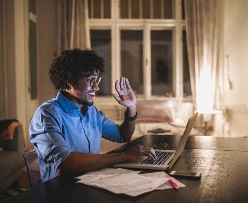 man using video chat