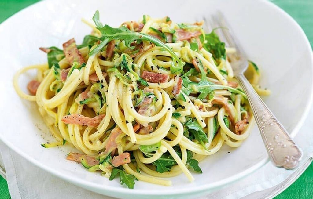 Creamy bacon and zucchini spaghetti Creamy bacon and zucchini spaghetti