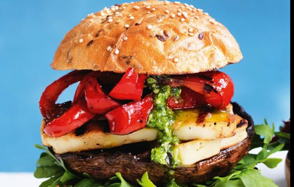 Mushroom and haloumi burgers