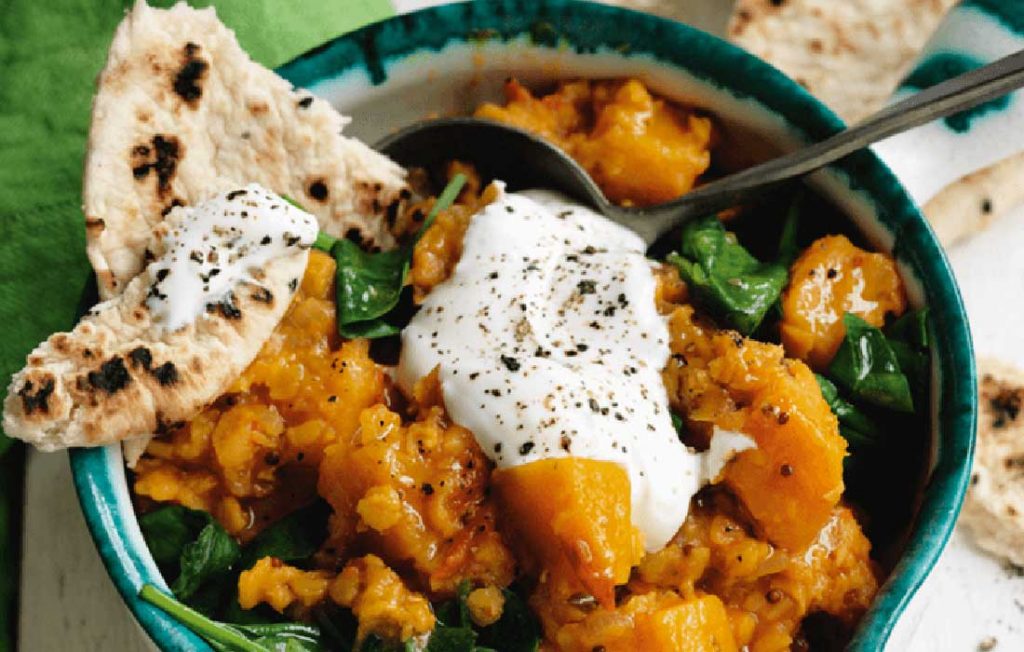 Vegetarian lentil, squash and spinach dhal Vegetarian lentil, squash and spinach dhal