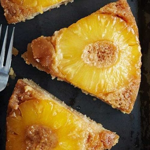 Healthier pineapple upside-down cake
