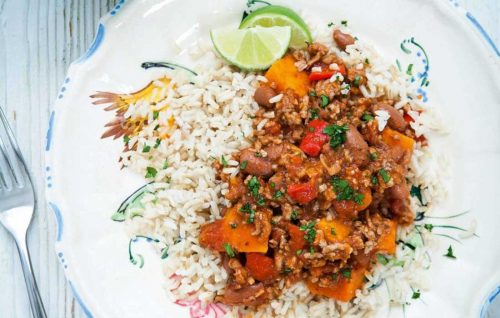 Pork, bean and sweet potato chilli