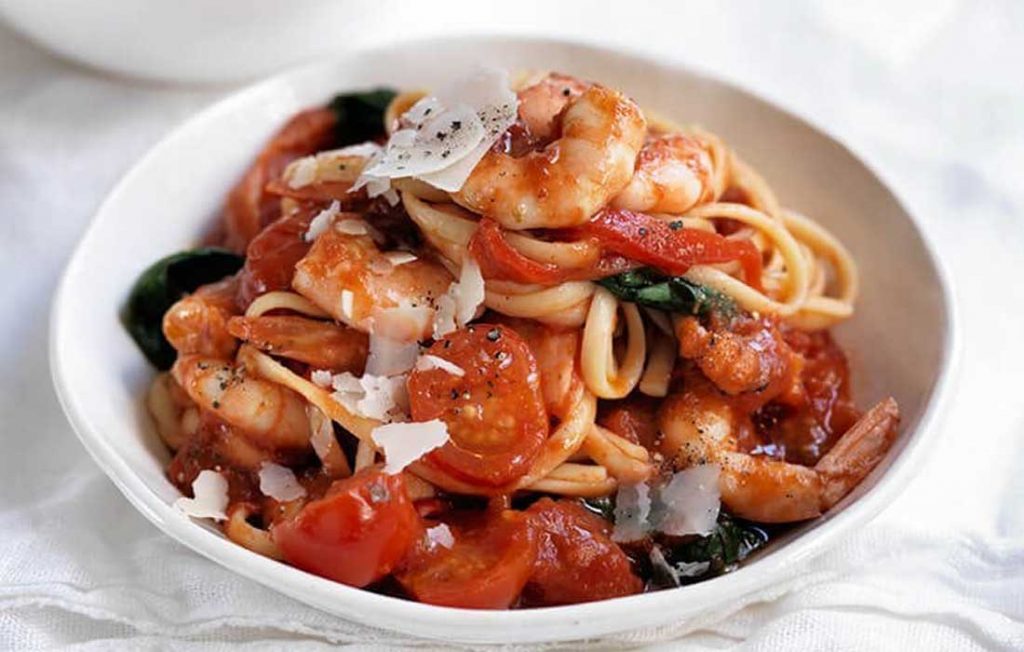Prawn arrabbiata Prawn arrabbiata