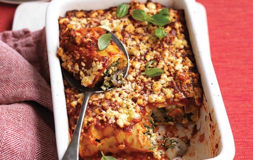 Healthier squash, spinach and ricotta cannelloni