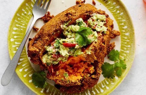 Vegan curry-crusted sweet potato