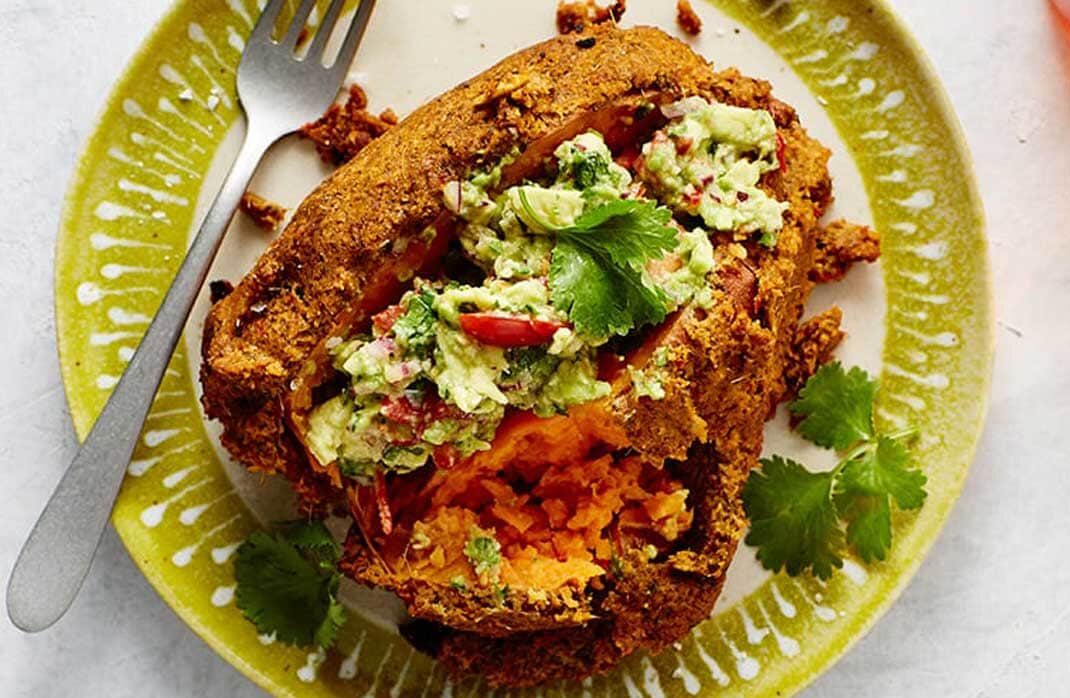 Vegan curry-crusted sweet potato