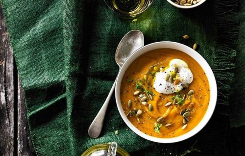 Pumpkin and red lentil soup