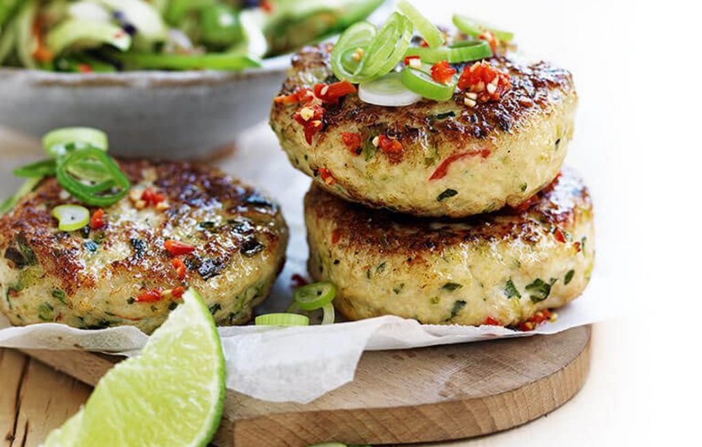 Gluten-free Thai fishcakes with crunchy rice salad Gluten-free Thai fishcakes with crunchy rice salad