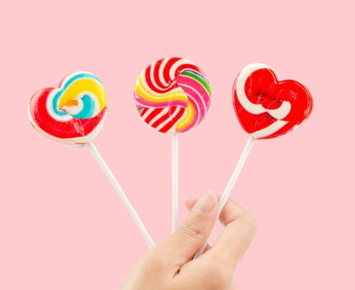 Three sugary lollipops