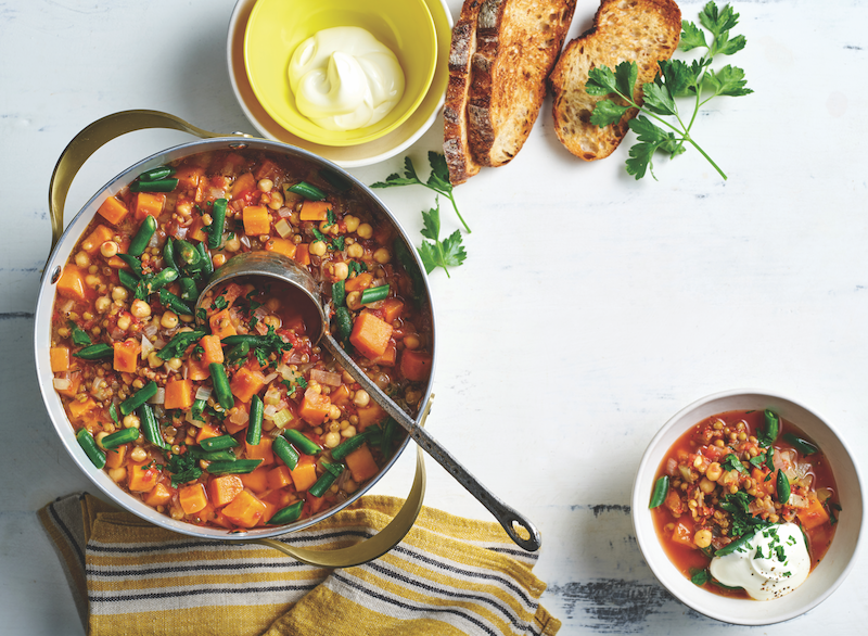 Brown lentil, chickpea and vegetable soup
