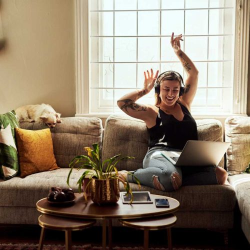 Woman listening to music