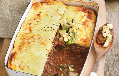 Beef, zucchini and ricotta bake