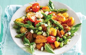 One-pan goat’s cheese and vegetable gnocchi