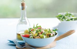 Chicken, corn and avocado salad