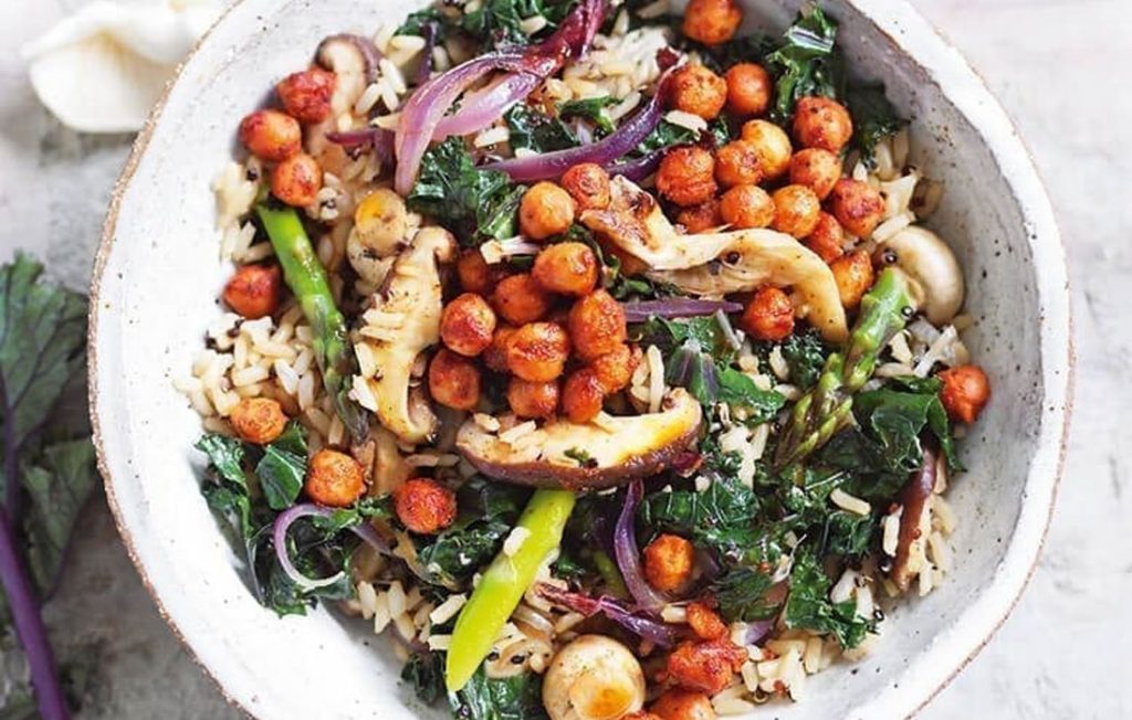 Kale and mushroom rice bowl Kale and mushroom rice bowl