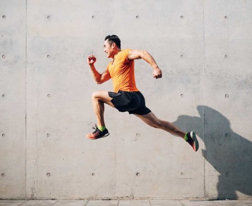 Man springing high in the air