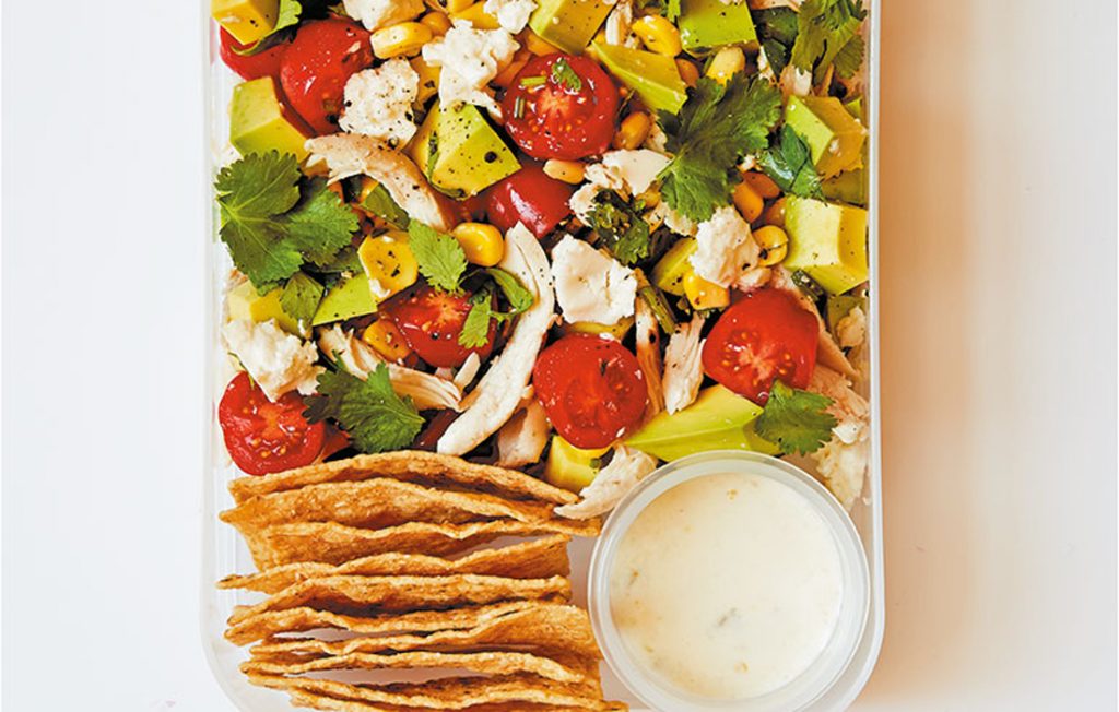Chicken taco salad with jalapeño crema Chicken taco salad with jalapeño crema