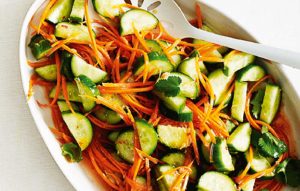 Cucumber and carrot salad with Asian dressing