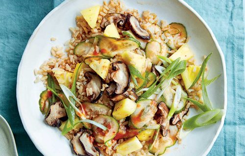 Vegan pineapple and mushroom fried rice