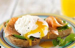 Salmon, eggs and spinach