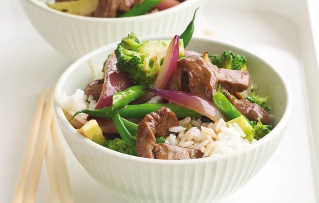 Beef and broccoli with plum sauce