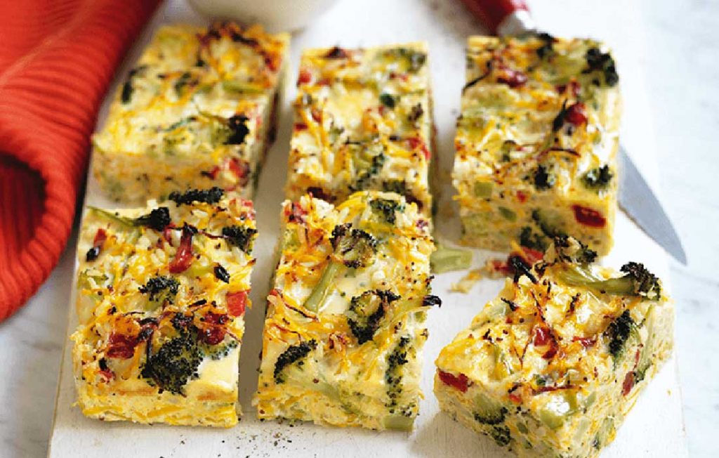 Broccoli, squash and roasted capsicum crustless quiche Broccoli, squash and roasted capsicum crustless quiche