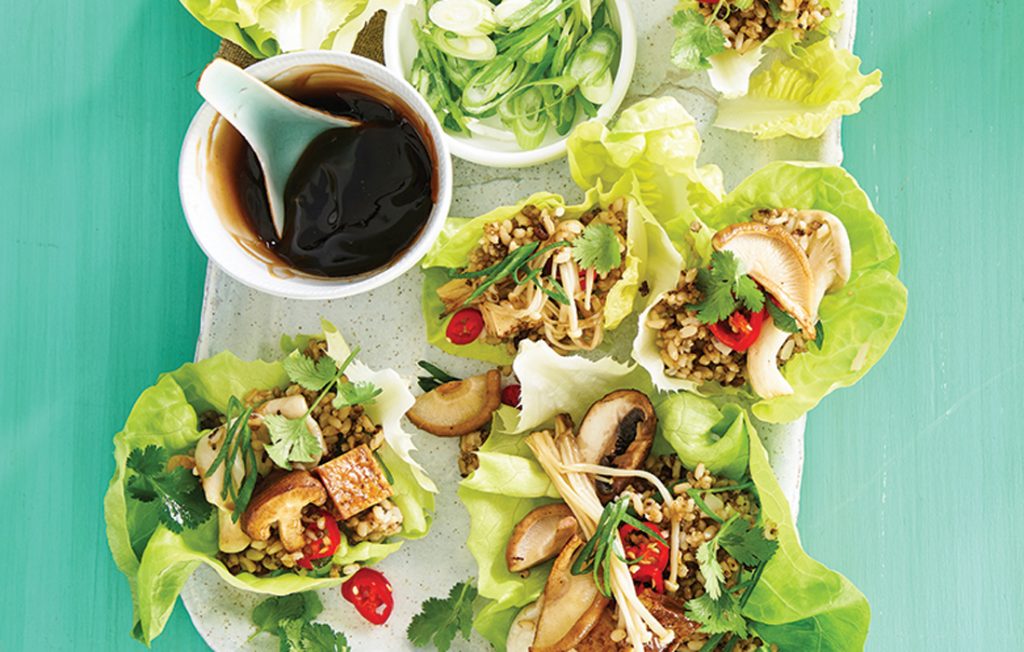 Mushroom and tofu san choy bau