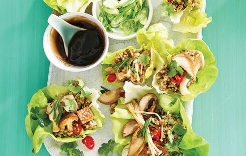 Mushroom and tofu san choy bau