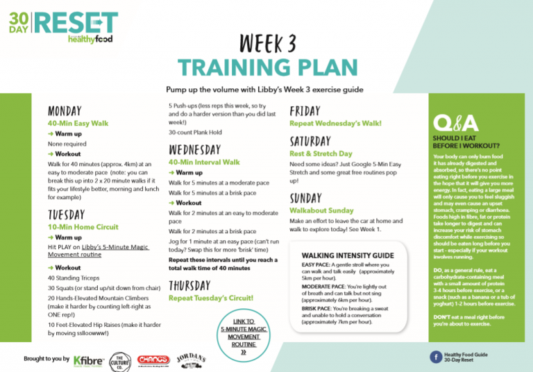 Your week three exercise plan - Healthy Food Guide