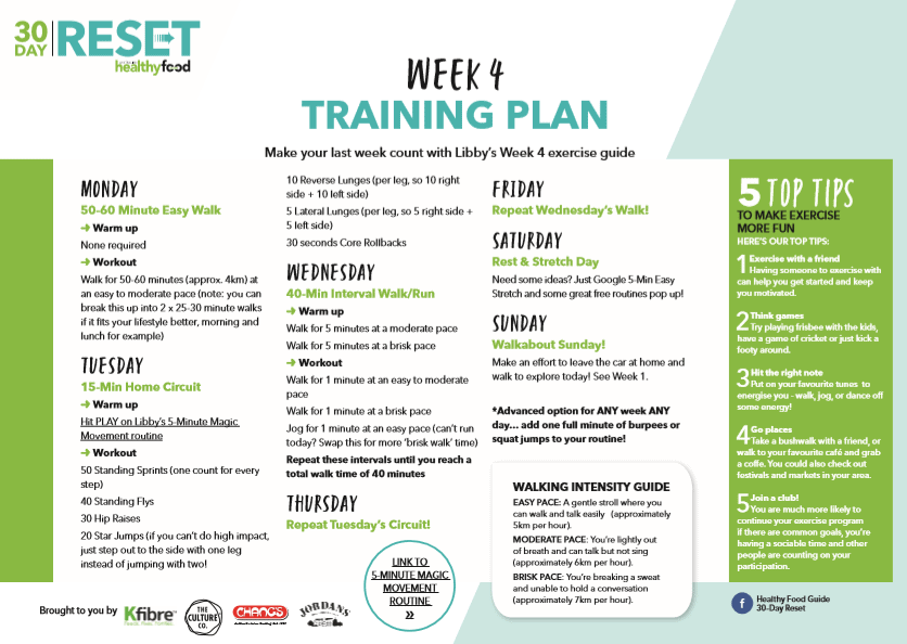 Your week four exercise plan - Healthy Food Guide