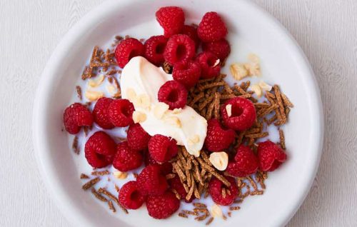 Bran fruit and nut breakfast bowl