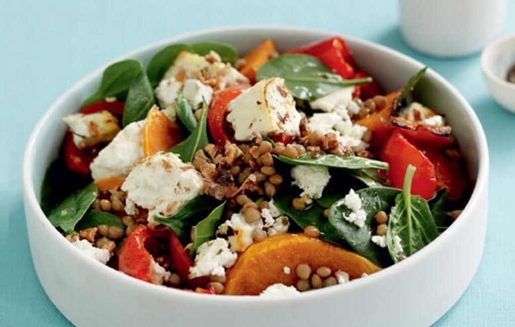 Warm baked feta and squash salad Warm baked feta and squash salad