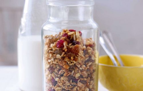 Hazelnut and cranberry granola
